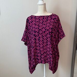 Diane Von Furstenberg Fuchsia and Navy Patterned Blouse